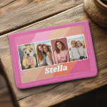 4 FotoCollage - Retro Streifen - ungepflegter Name Trifold Geldbörse<br><div class="desc">Das Design ist perfekt für ein Familiengeschenk oder ein Freundesgeschenk. Es besteht aus 4 Fotos und einem Ort,  um einen Namen oder Text in einem groben Schriftart hinzuzufügen. Sie können die Hintergrundfarbe ändern und 4 Fotos hinzufügen.</div>