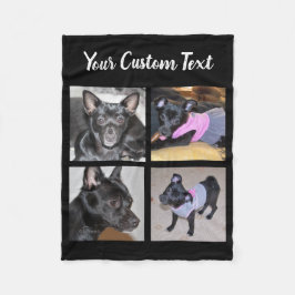 4 FotoCollage| Schwarze Fleece Hundedecke