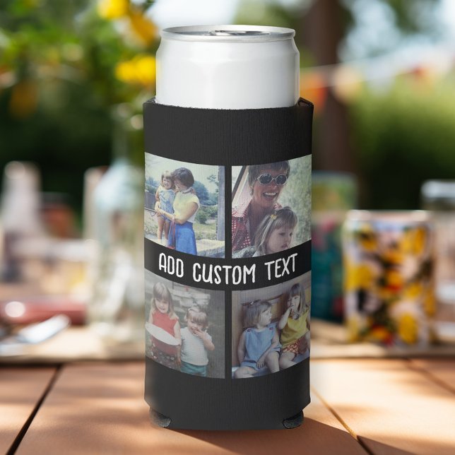 4 FotoCollage - Sie können die Hintergrundfarbe än Selters Dosenkühler (Party Personalized can coolers - add your photos and text)