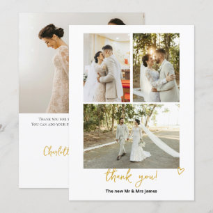 4 Fotografien für Personalisierte Hochzeiten Dankeskarte