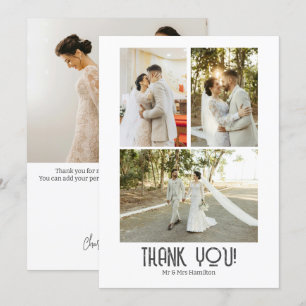 4 Fotografien für Personalisierte Hochzeiten Dankeskarte