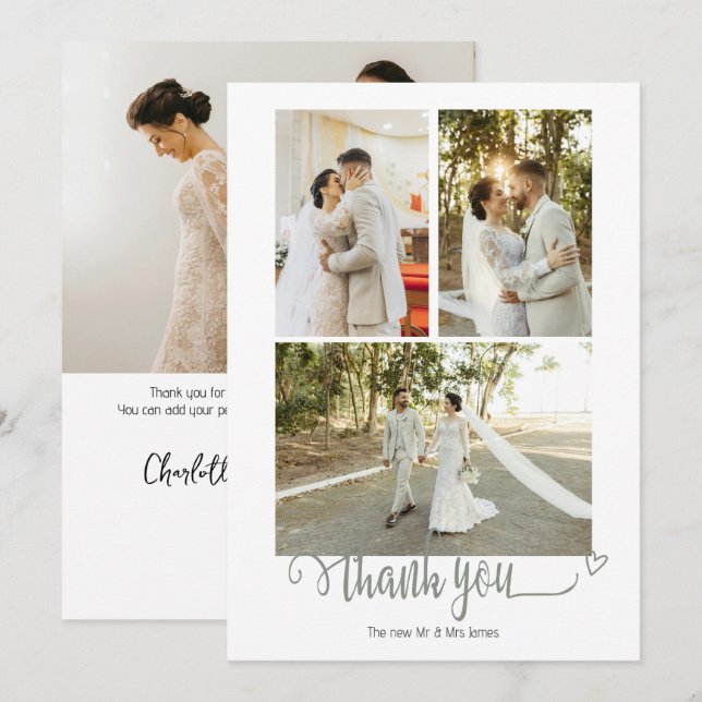 4 Fotografien für Personalisierte Hochzeiten Dankeskarte (Vorne/Hinten)