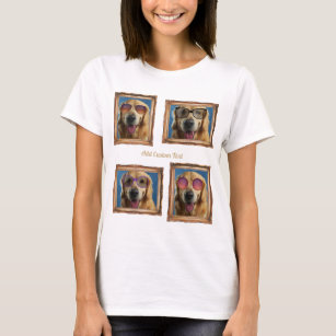 4 Fotoklebstoff Vintage Rahmen Hunde Haustiere Fam T-Shirt
