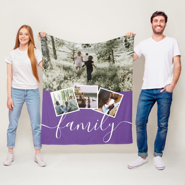4 Fotokollagenfamilie Personalisiert Fleecedecke (Beispiel)