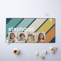 4 Fotomaterial Retro Strip - blau und gold