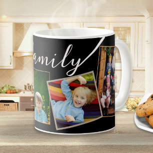 4 Fotos Benutzerdefinierte Familien-Foto-Collage Kaffeetasse
