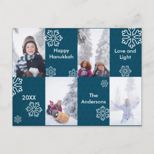 4 Fotos Blue Dots - Hanukkah Postcard Ankündigungspostkarte