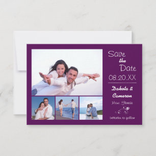 4 Fotos Collage Aubergine - 3x5 Speichern Sie das Save The Date