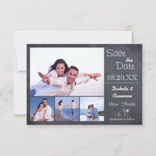 4 Fotos Collage Chalkboard - 3x5 Save the Date