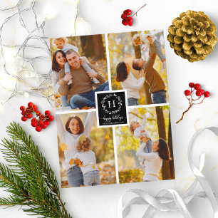 4 Fotos Collage Frohe Weihnachten Christmas Schwar Postkarte
