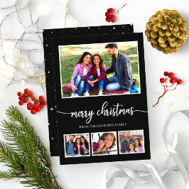4 Fotos Collage Frohe Weihnachten Moderne Schwarz Einladung