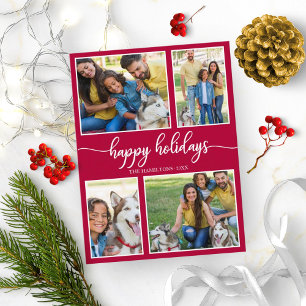 4 Fotos Collage Frohe Weihnachten modernes Weihnac Postkarte