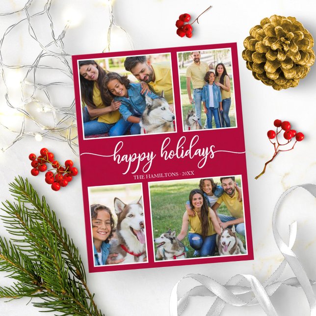 4 Fotos Collage Happy Holidays Moderne Weihnachten Postkarte (Von Creator hochgeladen)