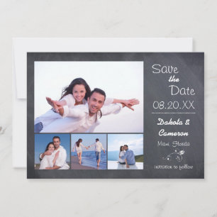 4 Fotos Collage Kreidetafel - Termin vormerken Save The Date