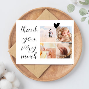 4 Fotos Collage Minimalist Baby Shower Danke Postkarte