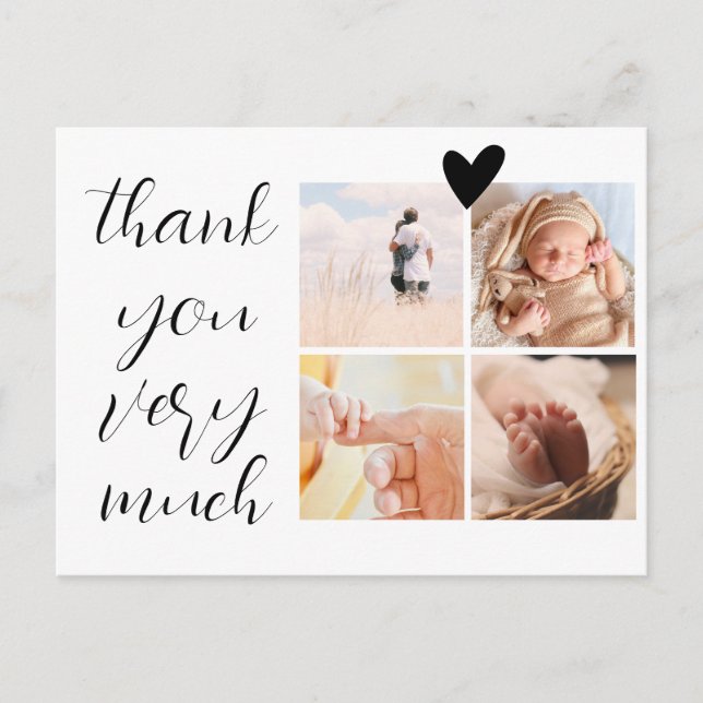 4 Fotos Collage Minimalistisch Baby Dusche Vielen  Postkarte (Vorderseite)