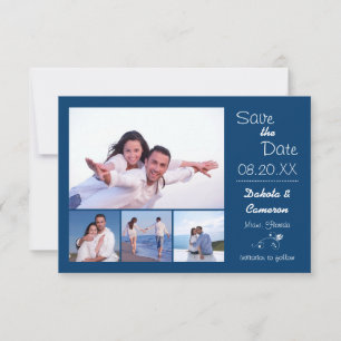 4 Fotos Collage Navy - 3x5 Save the Date