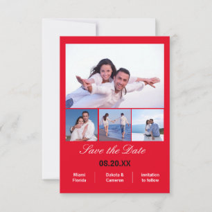 4 Fotos Collage Vertikal - 3x5 Rot Save the Date