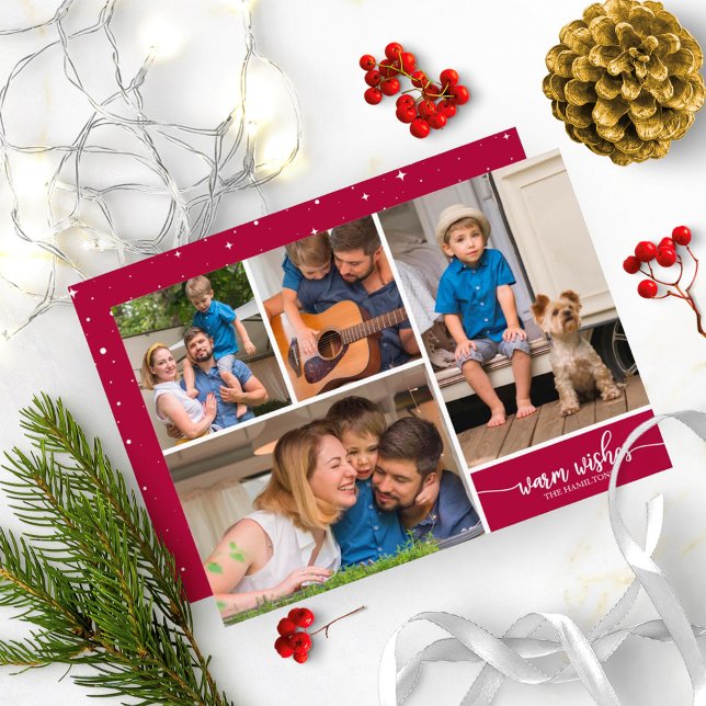 4 Fotos Collage Warmes wünscht Einfache Weihnachte Einladung (Von Creator hochgeladen)