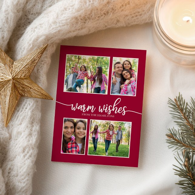 4 Fotos Collage Warmes wünscht Einfache Weihnachte Postkarte (Von Creator hochgeladen)