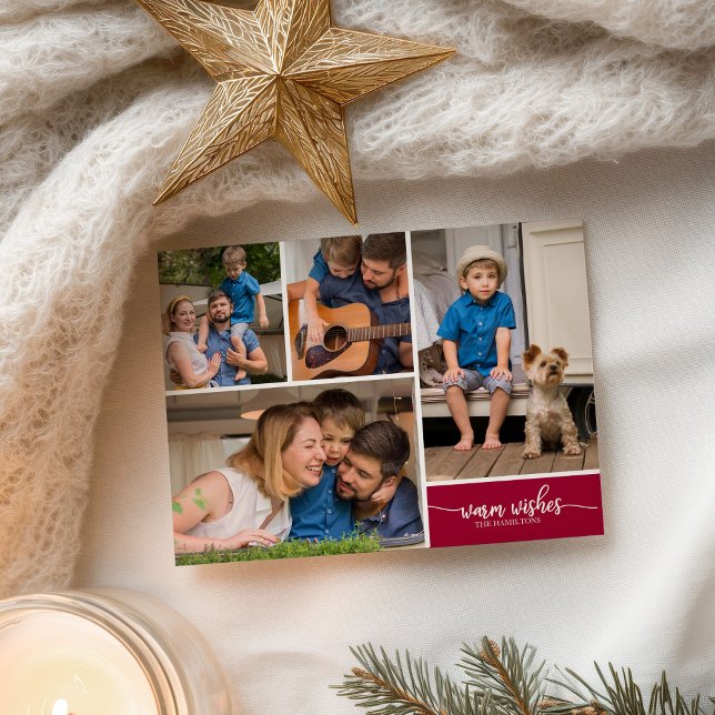 4 Fotos Collage Warmes wünscht Einfache Weihnachte Postkarte (Von Creator hochgeladen)