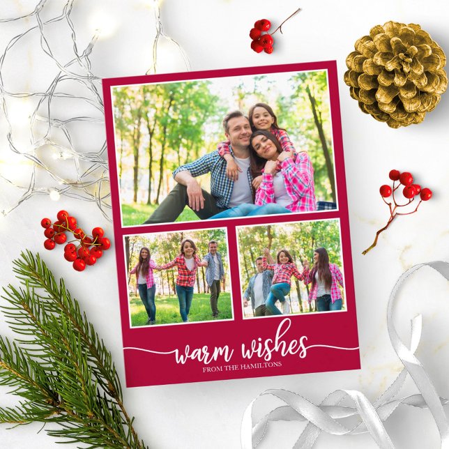 4 Fotos Collage Warmes wünscht Moderne Weihnachten Postkarte (Von Creator hochgeladen)