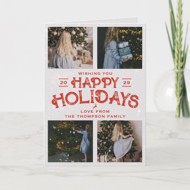 4 Fotos der Familie Feiern Weihnachten glückliche  (Vorderseite)