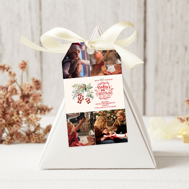 4 Fotos Elegant Floral Baby's First Christmas Geschenkanhänger (Von Creator hochgeladen)