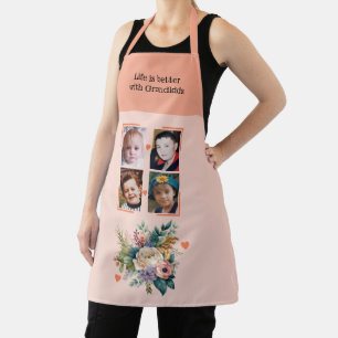 4 Fotos Enkelkinder floral pfirsich Schürze