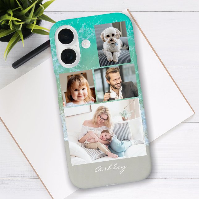 4 Fotos für Familien oder Freunde, Name des Skript iPhone 16 Hülle (Von Creator hochgeladen)