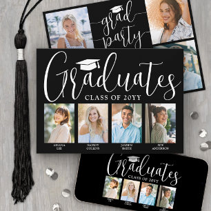 4 Fotos Gemeinsame Graduierungspartei Schwarz-weiß Einladung