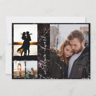4 Fotos Grid Gold Shinting Glitzer Script Wedding Einladung