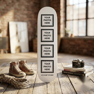 4 Fotos hochladen und Text hinzufügen – Einfaches Skateboard