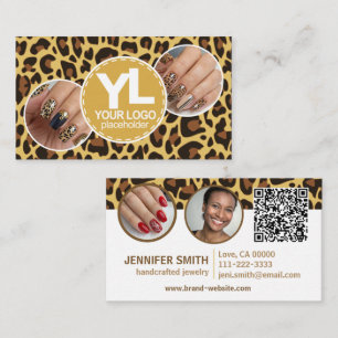 4 Fotos Logo QR Vorlage Leopard Print Rockabilly Visitenkarte