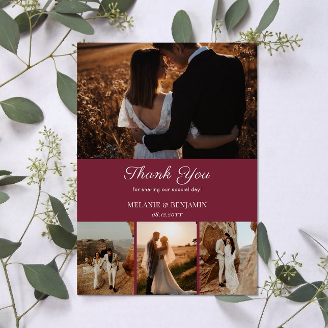 4 Fotos Rose Rosa Romantische Blume Danke Karte (4 Photos Rose Pink Romantic Flower Thank You Card)