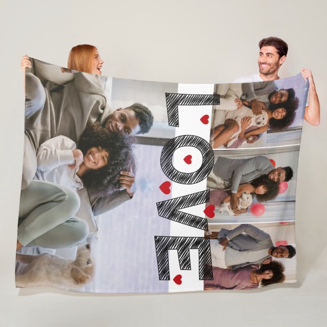 4 Fotos sammeln Liebe mit Herz Fleecedecke (Beispiel)