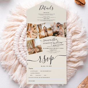 4 Fotos Schwarze Elfenbeinhochzeit All In One Einladung