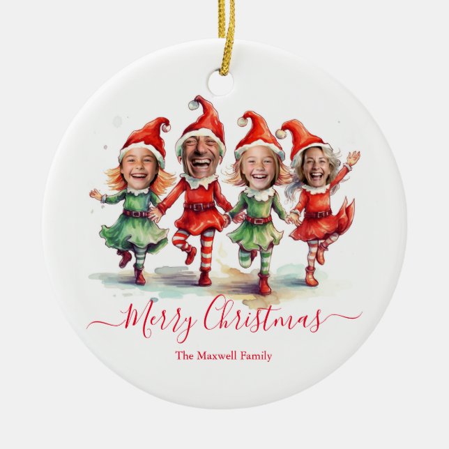 4 Fotos Weihnachtselfen Keramik Ornament (Vorne)