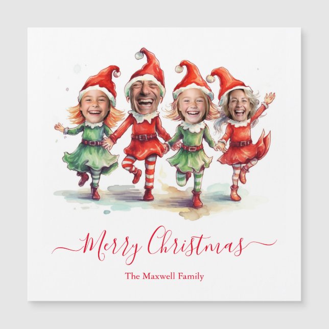 4 Fotos Weihnachtselfen Magnetkarte (Vorderseite)