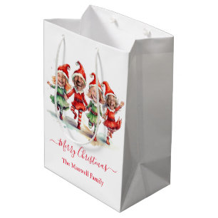 4 Fotos Weihnachtselfen Mittlere Geschenktüte