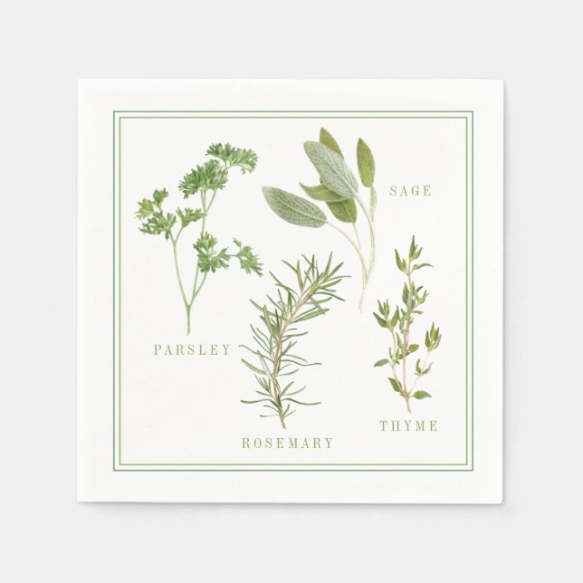 4 FRESH HERBS Standard Cocktail Paper Napkins Serviette (Vorderseite)