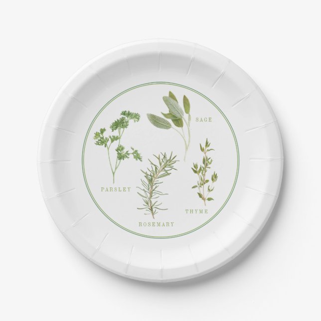 4 FRISCHE HERBS 7" Rundpapier-Teller Pappteller (Vorderseite)