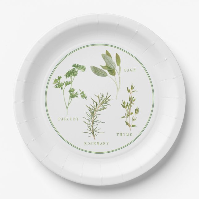 4 FRISCHE HERBS 9" Rundpapier-Teller Pappteller (Vorderseite)