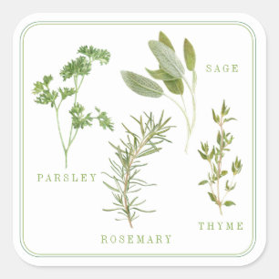 4 FRISCHE HERBS Große Aufkleber mit Platz
