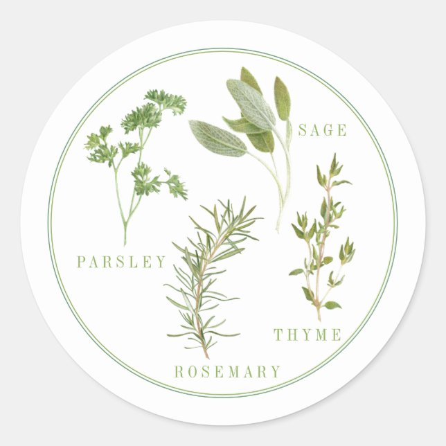 4 FRISCHE HERBS Kleine Rundkleber Runder Aufkleber (Vorderseite)