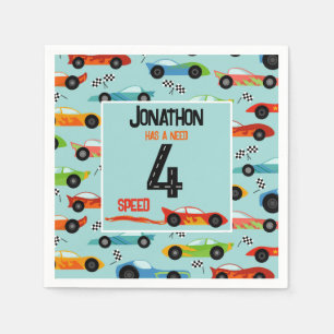 4-Gang-Rennwagen 4 Geburtstagsparty Serviette