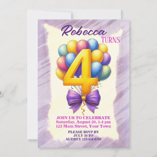 4. Geburtstag Ballon Thema Einladung