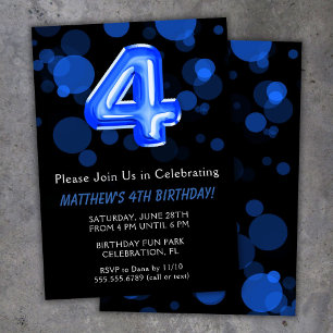 4. Geburtstag Balloons Kinder Blue Boy Party Einladung