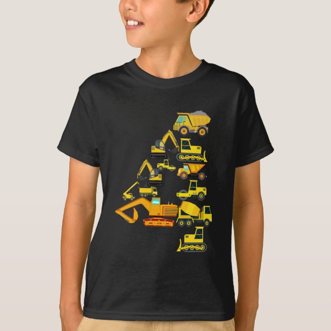 4. Geburtstag Bauwagen für 4 Jahre T-Shirt (Vorderseite)