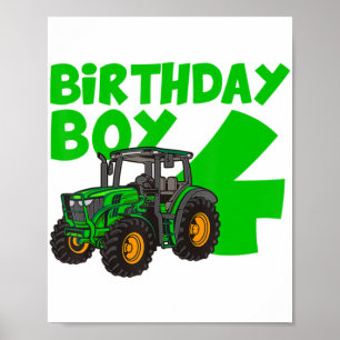 4. Geburtstag Boy Traktor Farm 4 Jahr Geburtstag Poster
